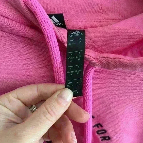 Adidas Embroidered Pink Cropped Pullover Hoodie - Picture 3 of 3